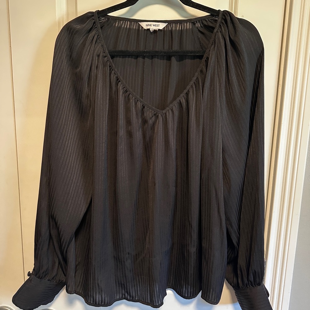 Nine West Black Sheer Blouse